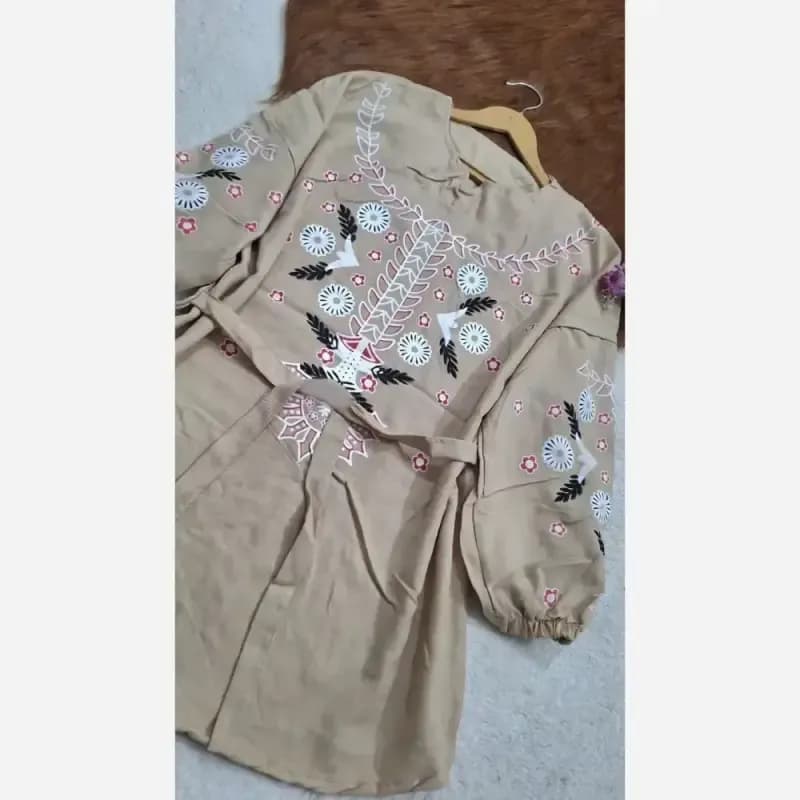 تونیک چاپی رنگی آرامش جنس شانتون درجه یک فری سایز — تصویر ۱۲
