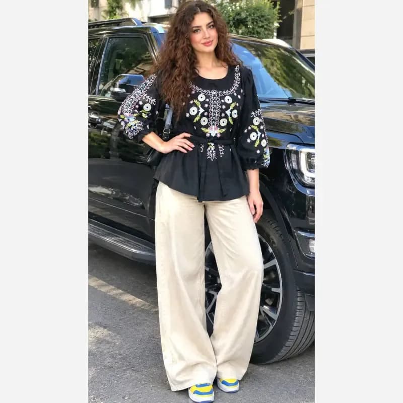 تونیک چاپی رنگی آرامش جنس شانتون درجه یک فری سایز — تصویر ۸