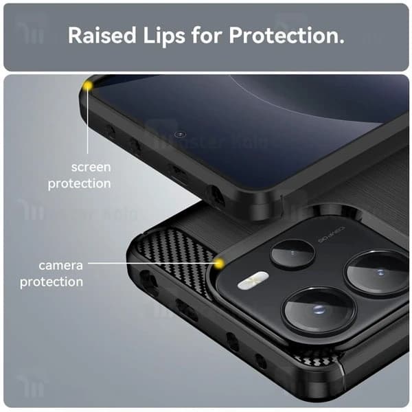قاب فیبر کربنی شیائومی Xiaomi Redmi Note 14 4G Rugged Armor Fiber Carbon — تصویر ۷
