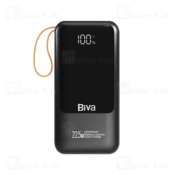 پاوربانک 30000 بیوا Biva BP-022 Power Bank Digital Display توان 22.5 وات همراه با کابل متصل — تصویر ۲