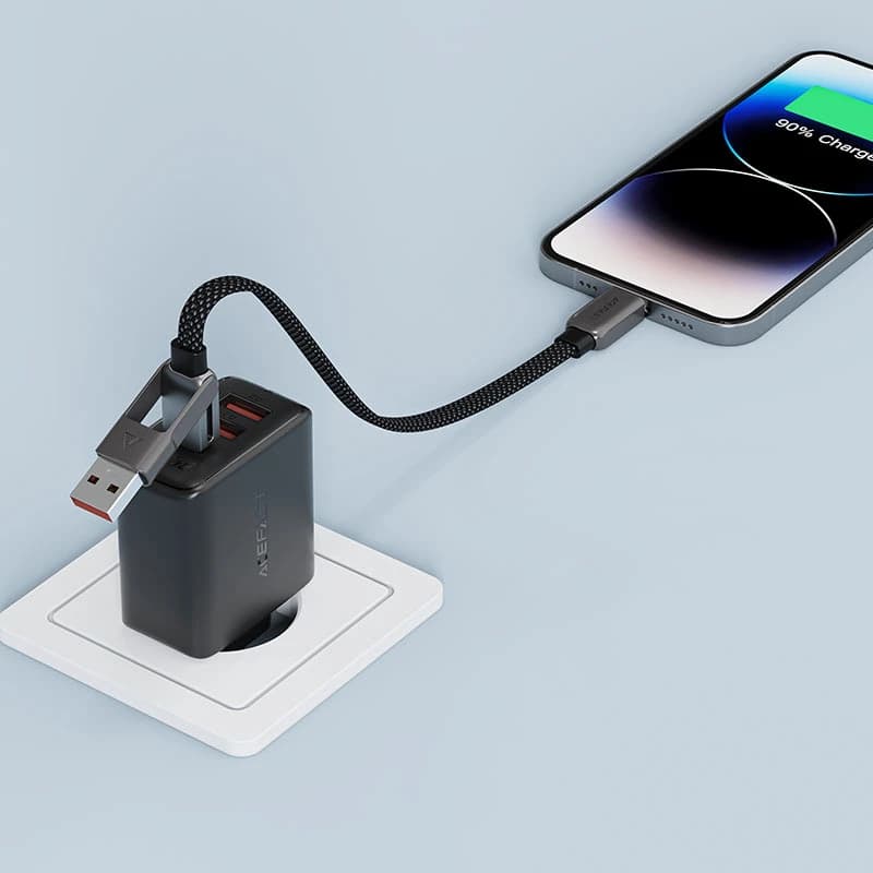 کابل دو سر Type-C و USB ایس فست ACEFAST C13-05 طول 20 سانتیمتر توان 60 وات — تصویر ۱۲