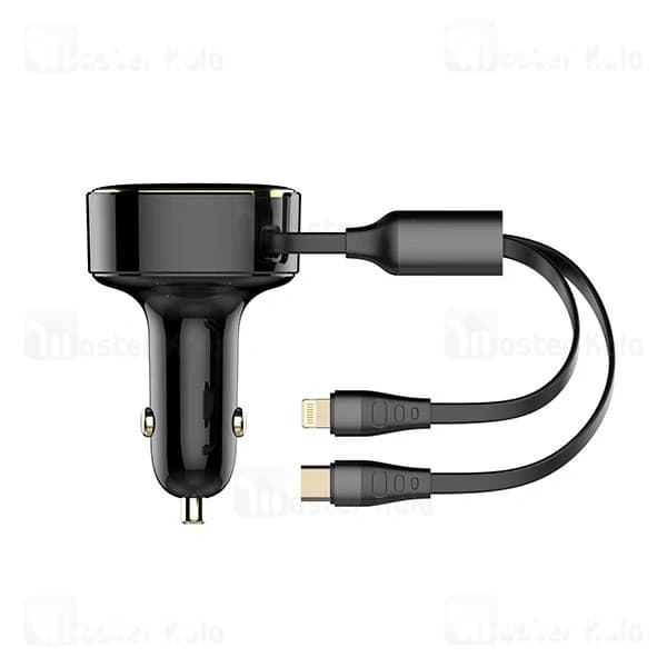 شارژر فندکی الدینیو Ldnio C107 توان 30 وات همراه با کابل جمع شونده — تصویر ۳