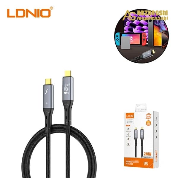 کابل Type C به Type C الدینیو LDNIO TC10c طول 50 سانتی متر توان 240 وات — تصویر ۹