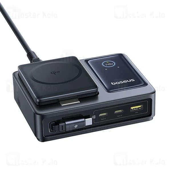 هاب شارژر 3 پورت و شارژر وایرلس بیسوس Baseus P10170901123 Nomos Qi2 CCNMS140 توان 140 وات — تصویر ۴