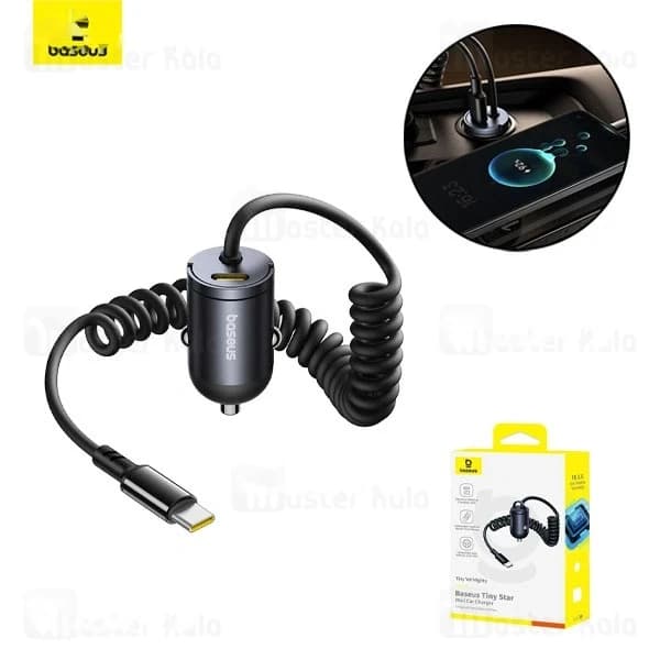 شارژر فندکی بیسوس Baseus Tiny Star Mini Car Charger C00035001121-01 توان 30 وات همراه با کابل متصل