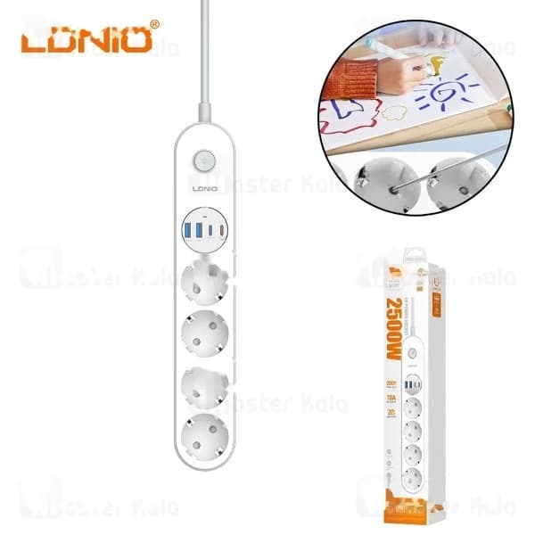 چند راهی برق و شارژر الدینیو LDNIO SE1-C دارای 4 پورت