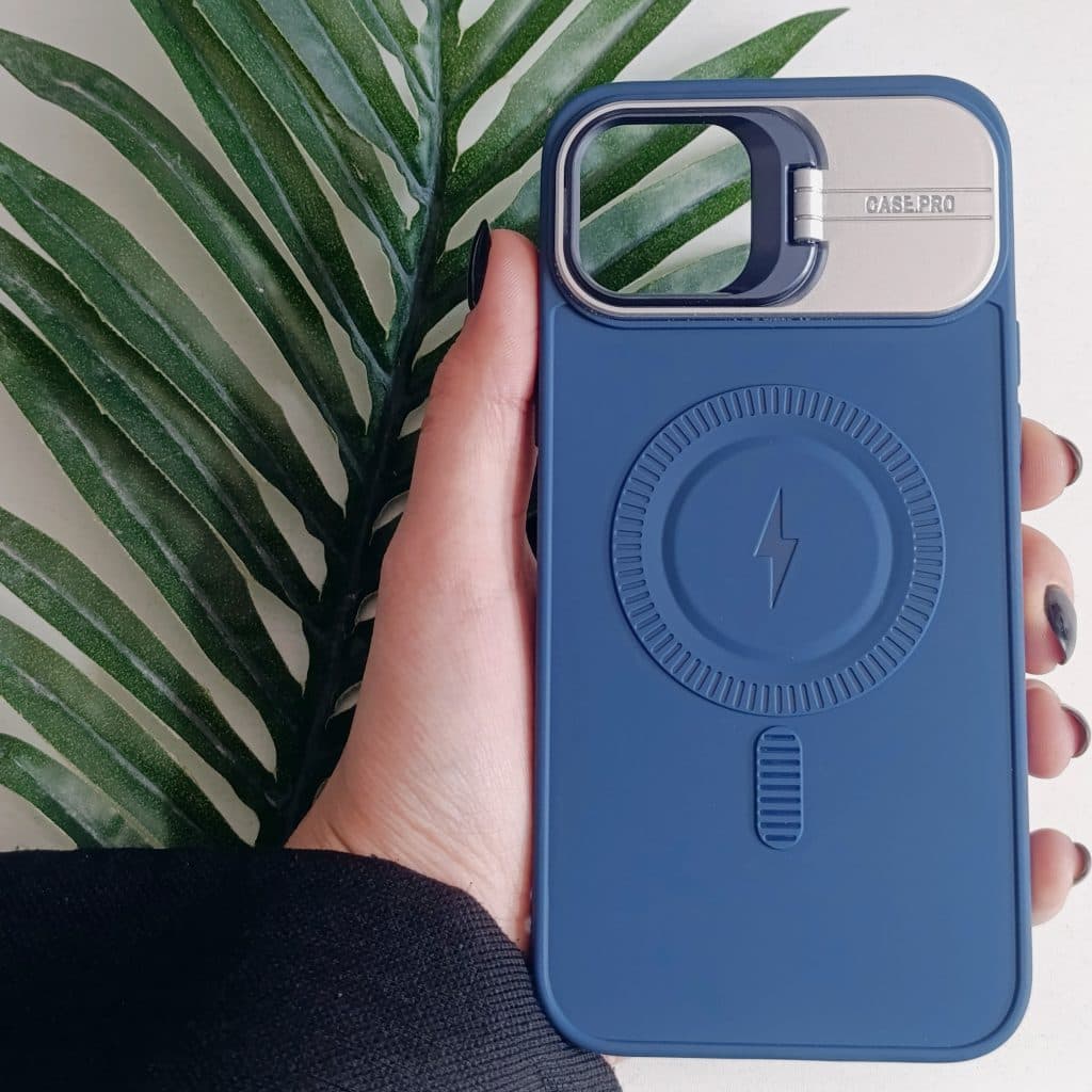 گارد گوشی آیفون13 پرو Iphone 13 pro طرح مگنتی پایه دار رنگ آبی قاب و محافظ موبایل — تصویر ۲