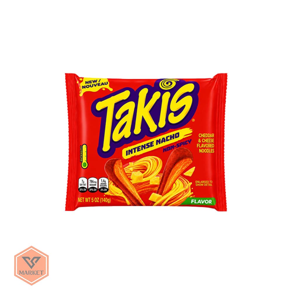 نودل تاکیس مدل Intense Nacho – طعم پنیر چدار | بدون فلفل (Non-Spicy)