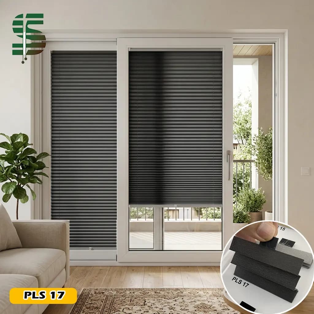پرده پلیسه دستی برای پنجره کشویی سری plain در 6 رنگ — تصویر ۲