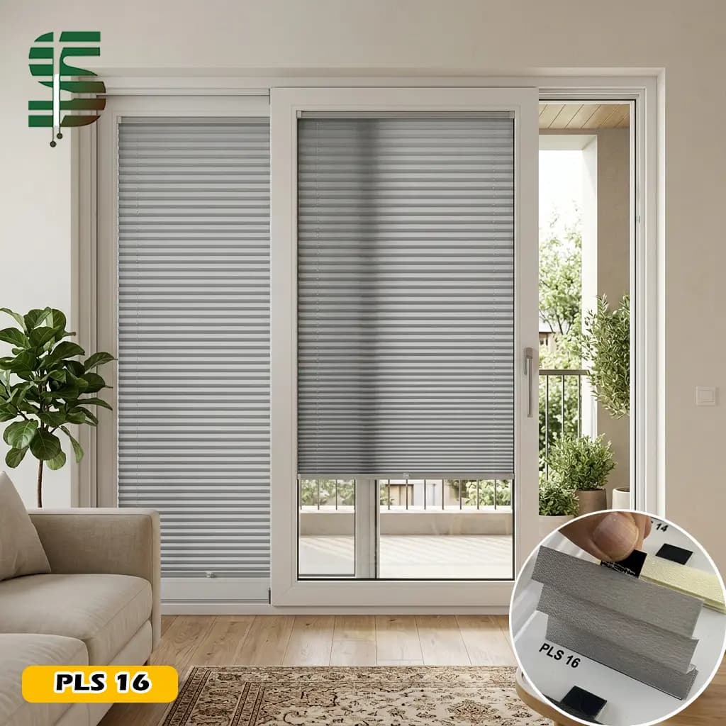 پرده پلیسه دستی برای پنجره کشویی سری plain در 6 رنگ — تصویر ۴