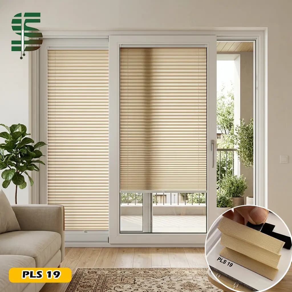 پرده پلیسه دستی برای پنجره کشویی سری plain در 6 رنگ — تصویر ۳