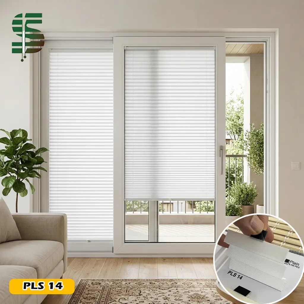 پرده پلیسه دستی برای پنجره کشویی سری plain در 6 رنگ
