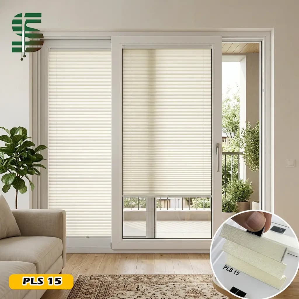 پرده پلیسه دستی برای پنجره کشویی سری plain در 6 رنگ — تصویر ۵