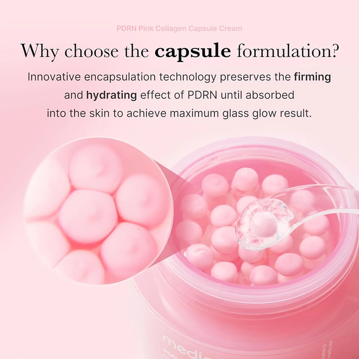کرم کپسولی صورتی مدی‌کیوب جوانساز و کلاژن‌ساز مدل PDRN Pink Collagen — تصویر ۲
