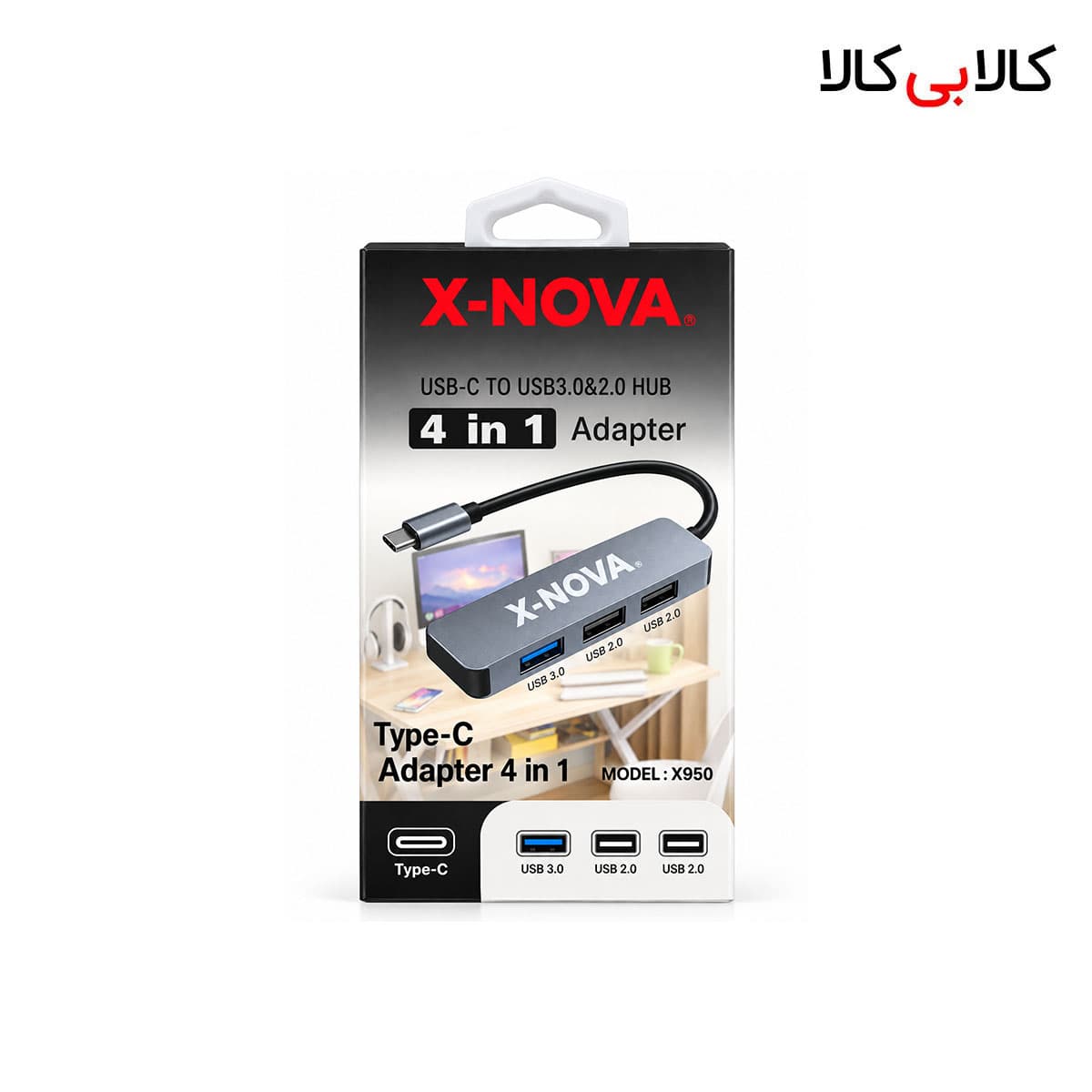 هاب 4 پورت تایپ سی (Type-C) ایکس نووا (X-NOVA) مدل X950 — تصویر ۲