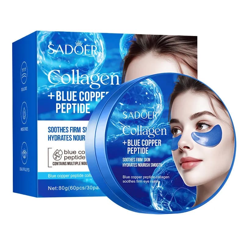 پچ زیر چشم کلاژن و پپتید مس آبی سادور SADOER مدل Blue Copper Peptide بسته ۶۰ عددی