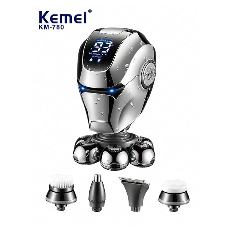 ماشین اصلاح پنج کاره کیمی اصل مدل Kemei KM-780 | تیغه شناور ۷گانه و نمایشگر دیجیتال +(گارانتی طلایی)