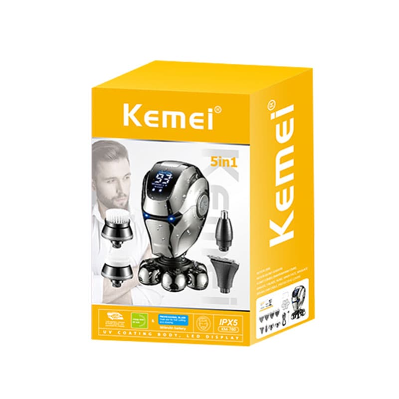 ماشین اصلاح پنج کاره کیمی اصل مدل Kemei KM-780 | تیغه شناور ۷گانه و نمایشگر دیجیتال +(گارانتی طلایی) — تصویر ۷