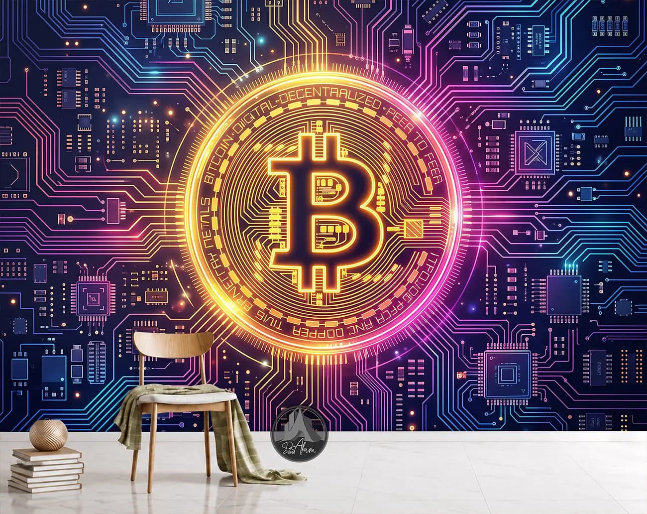 پوستر دیواری بیت کوین نئونی کد DA-(1401) | دکور ارز دیجیتال