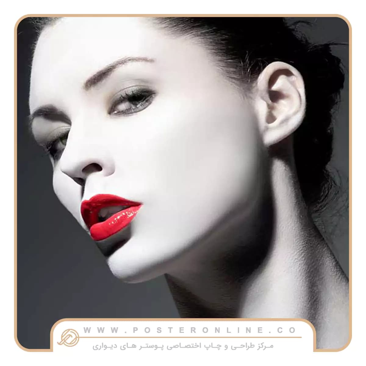 پوستر دیواری تصویر چهره زن و رژ قرمز کد z-10551 — تصویر ۲