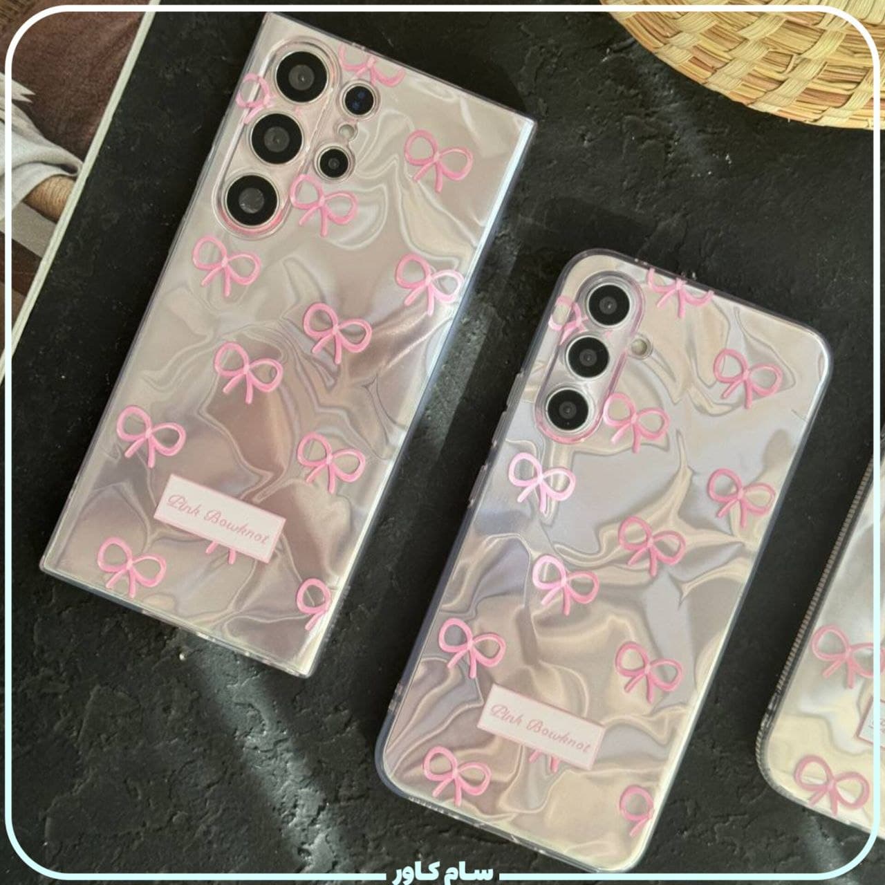 قاب پاپیون صورتی نگین برجسته