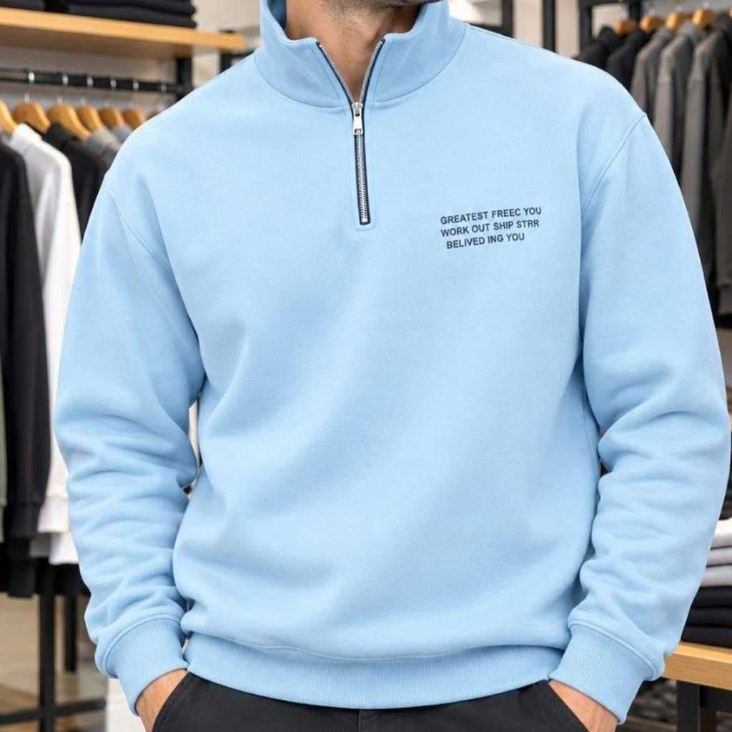دورس نیم زیپ ساده مردانه رنگ آبی آسمانی