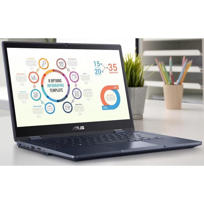 لپ تاپ 14 اینچی ایسوس مدل ExpertBook B3 Flip B3402FVA-Core 5 120U-16GB DDR4 3200MHz-2TB SSD-Touch-Backlit-Fingerprint به همراه ماوس و قلم و کیف – کاستوم شده — تصویر ۸