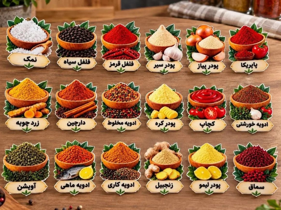 لیبل ادویه شفاف ۱۸ تایی — تصویر ۳