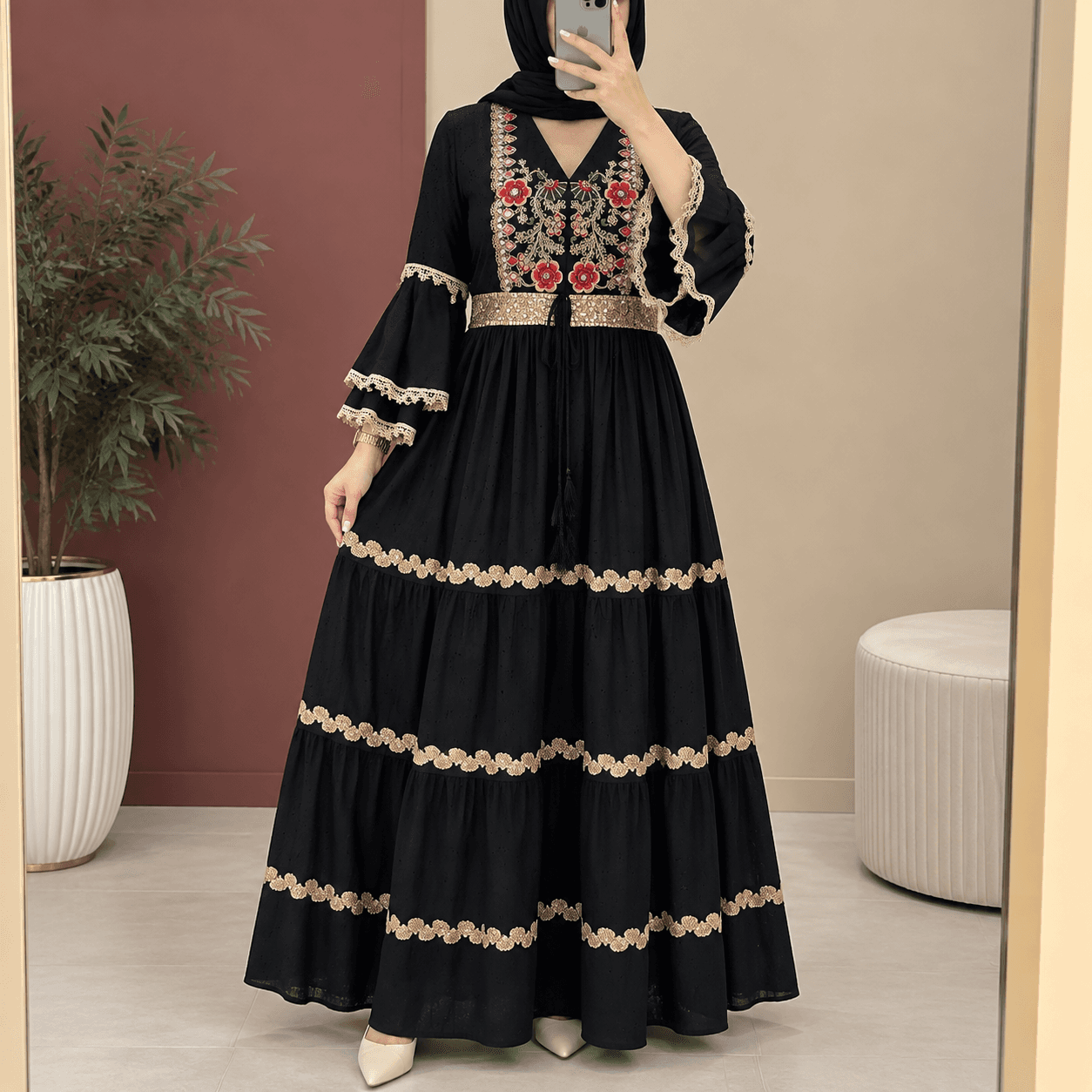 پیراهن ساحلی گلدوزی هندی آیرا | کد 6007 — تصویر ۲