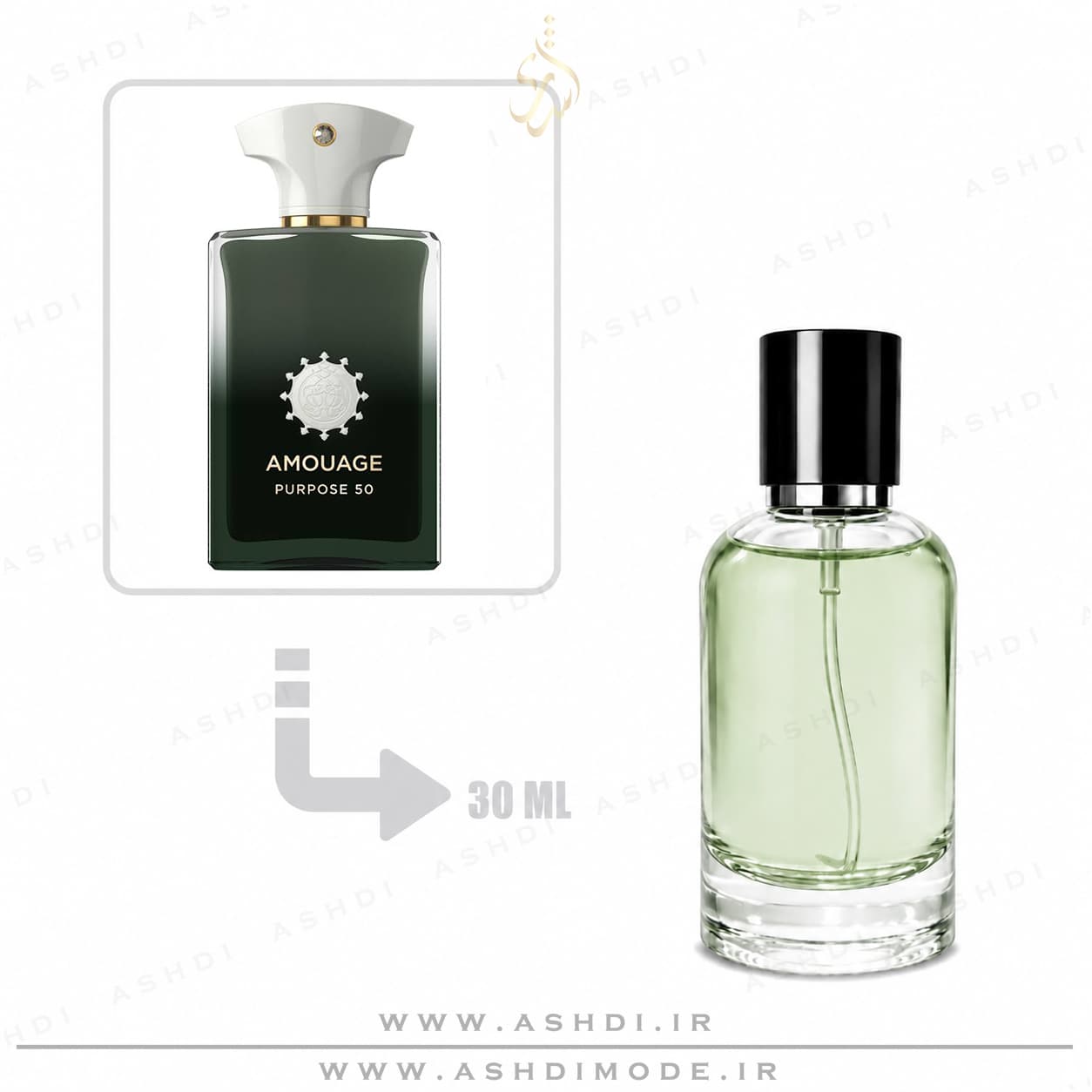 عطر ادکلن آمواج پورپوس ۵۰ مردانه و زنانه ۳۰ میل اشدی Amouage Purpose 50 30ml ASHDI Extra Parfum