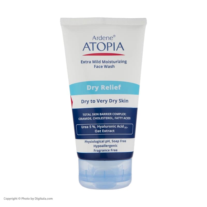 لوسیون شوینده و مرطوب کننده پوست خشک آردن آتوپیا مدل Dry Relief حجم 150 میلی‌لیتر، فاقد صابون و پارابن، حاوی روغن گیاهی، مناسب شستشو و استحمام روزانه صورت — تصویر ۴