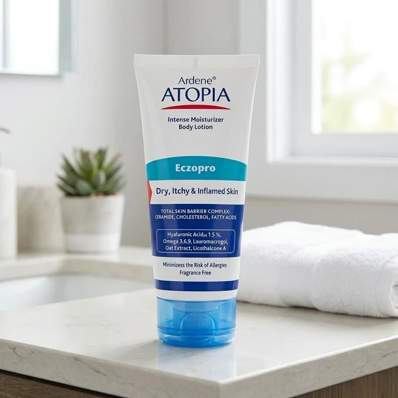 لوسیون مرطوب کننده بدن آردن آتوپیا مدل Eczopro ضد خشکی و اگزما، حاوی سرامید، هیالورونیک اسید و عصاره جو دو سر، مناسب پوست خشک و حساس حجم 200 میلی‌لیتر — تصویر ۲