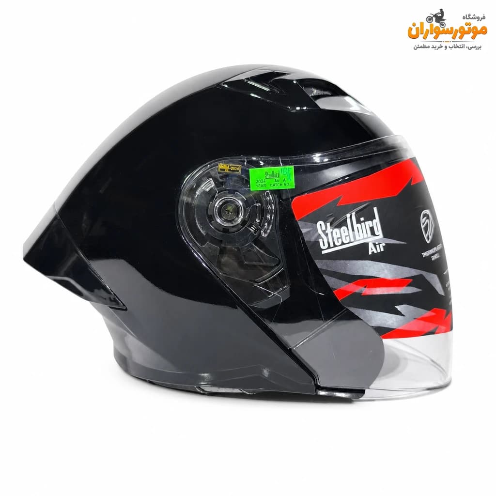 کلاه کاسکت بدون فک Steelbird مشکی براق