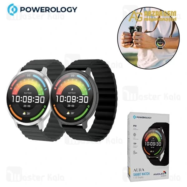 ساعت هوشمند صفحه گرد ضد آب پاورولوژی Powerology Aura PSWASW1801HBK — تصویر ۱۲