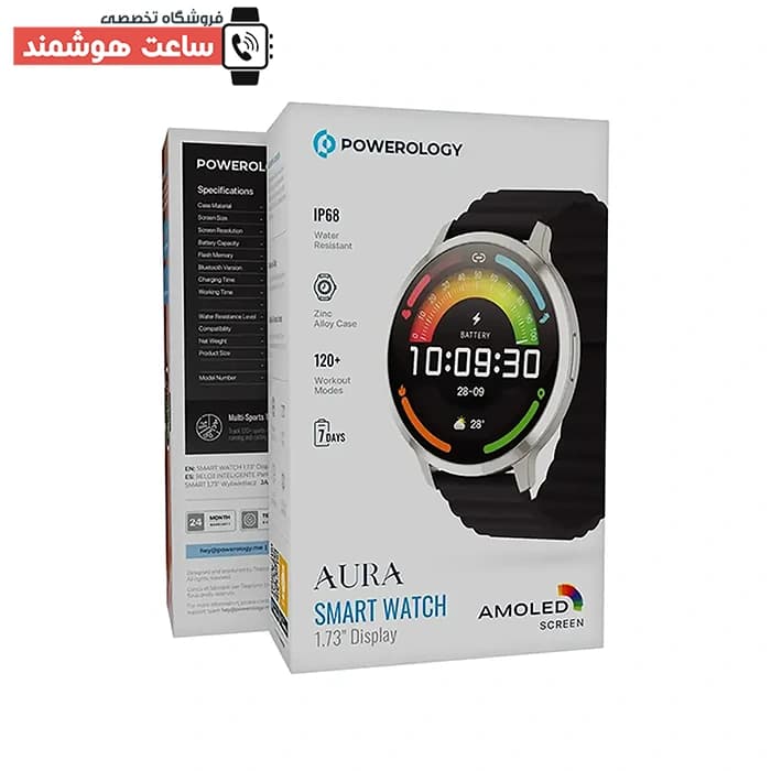 ساعت هوشمند صفحه گرد ضد آب پاورولوژی Powerology Aura PSWASW1801HBK — تصویر ۶