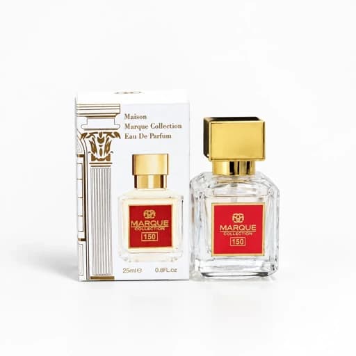 ادکلن مارک کالکشن 150 (مشابه عطر باکارات رژ)حجم 25 میل رایحه کهربایی و چوبی ماندگاری 6 الی 8 ساعته
