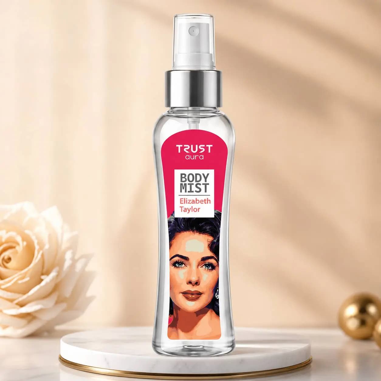 بادی میست زنانه TRUST aura مدل Elizabeth Taylor | رایحه گلی، مرکباتی و مشکی