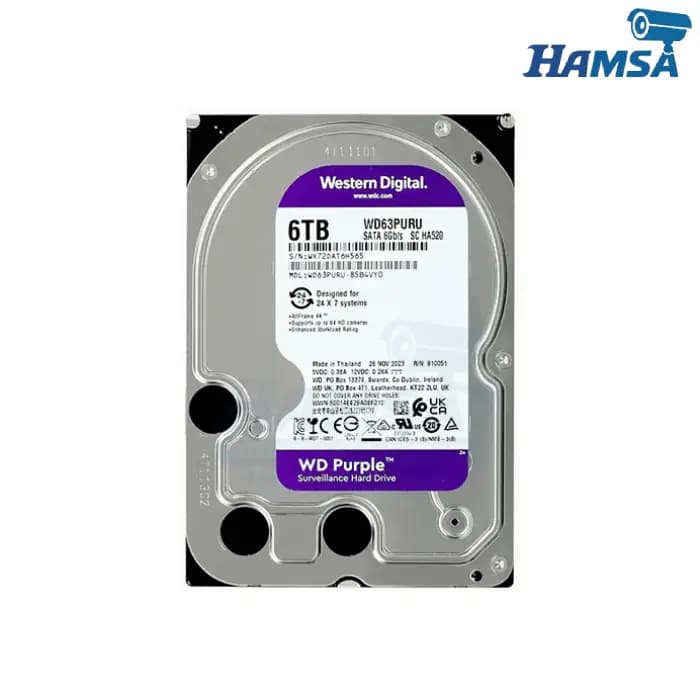 هارد دیسک وسترن دیجیتال بنفش 6 ترابایت WD Purple — تصویر ۲