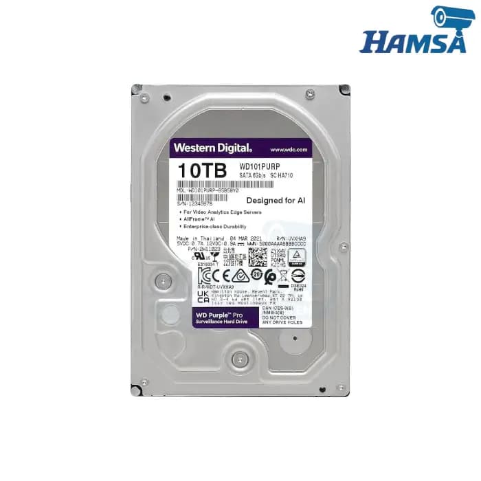 هارد دیسک وسترن دیجیتال بنفش 10 ترابایت WD Purple اصلی — تصویر ۲