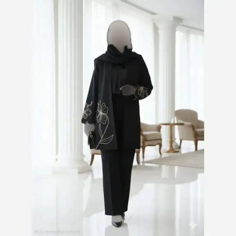 مانتو کرپ مازراتی مدل ویان آستین دالبری سایز بزرگ