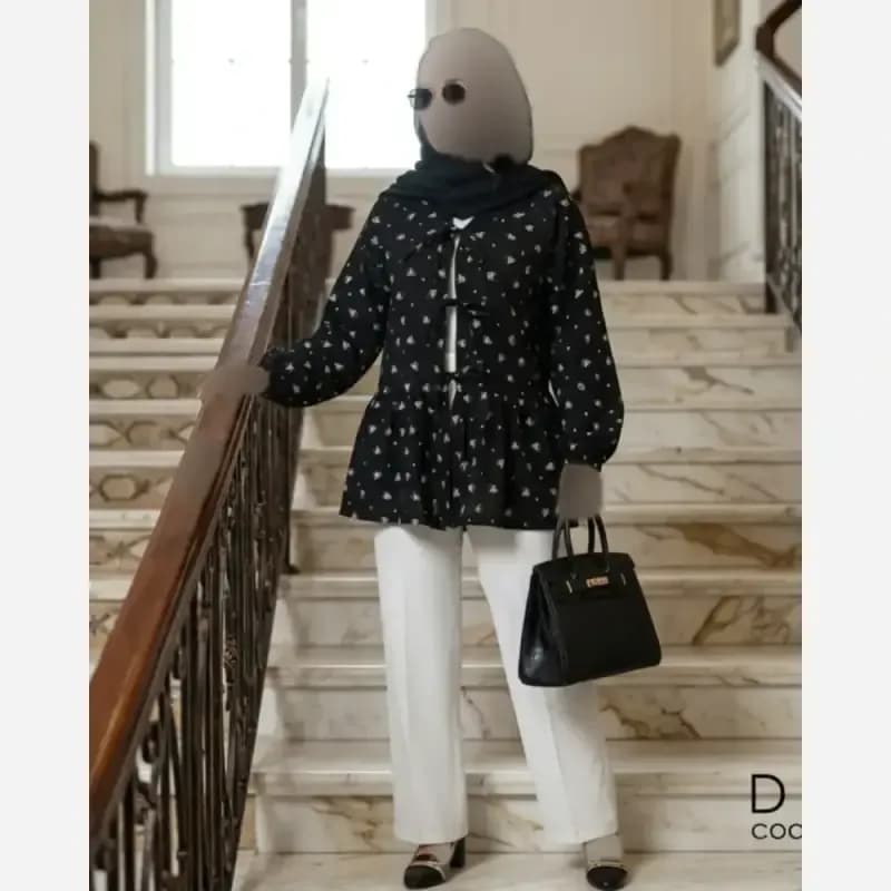 مانتو عروسکی وال ژاکارد گل گچی مدل آیسل تک سایز — تصویر ۵