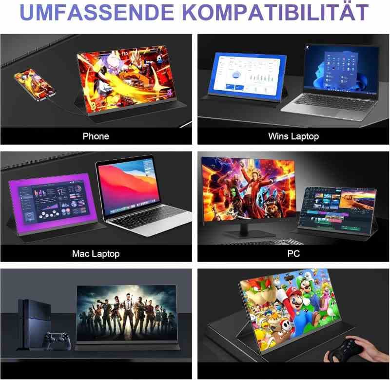 مانیتور Laptomo با صفحه نمایش 15.6 اینچی 1080P USB-C با قاب محافظ و قابلیت پشتیبانی از کامپیوتر/دسکتاپ/لپ تاپ — تصویر ۳