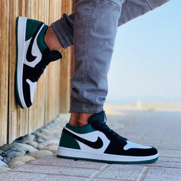 جردن وان وایت بلک گرین Jordan 1 Low White Black Mystic Green — تصویر ۴
