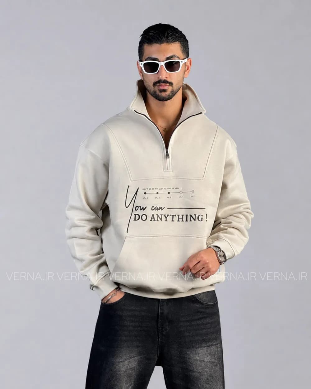 دورس نیم زیپ باکسی مردانهDONT ANYTHING-VR — تصویر ۷