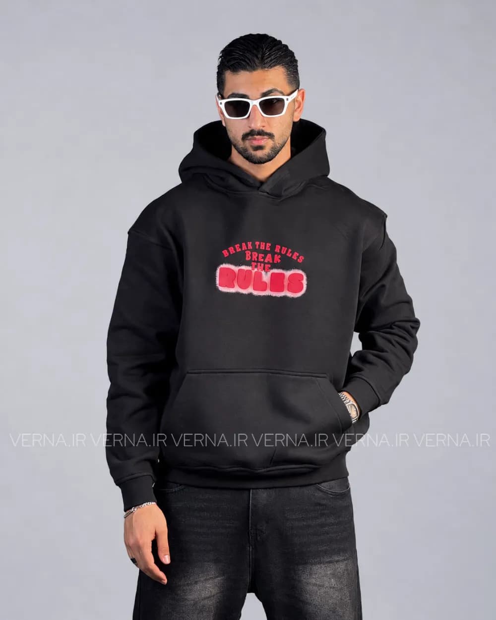 هودی باکسی مردانه BREAK THE RULES-VR — تصویر ۲