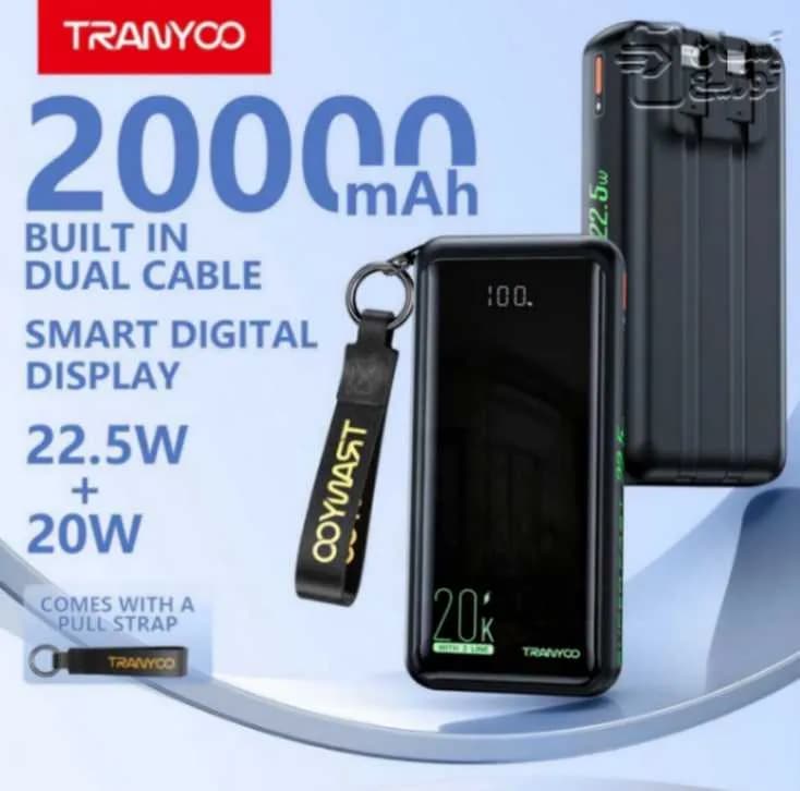 پاوربانک ترانیو Tranyoo مدل T-K17 با ظرفیت 20000 میلی آمپر + 2کابل شارژ سرخود تایپسی و لایتنینگ — تصویر ۳
