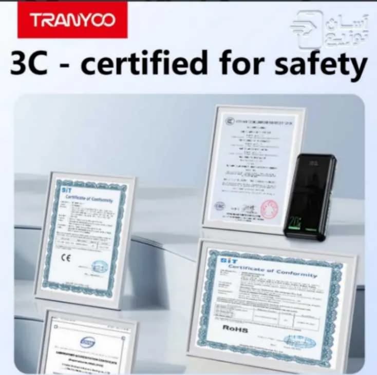 پاوربانک ترانیو Tranyoo مدل T-K17 با ظرفیت 20000 میلی آمپر + 2کابل شارژ سرخود تایپسی و لایتنینگ — تصویر ۵