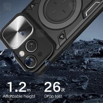 قاب ضد ضربه مگنتی Apple iPhone 15 Magnetic Support Case دارای محافظ دوربین — تصویر ۳