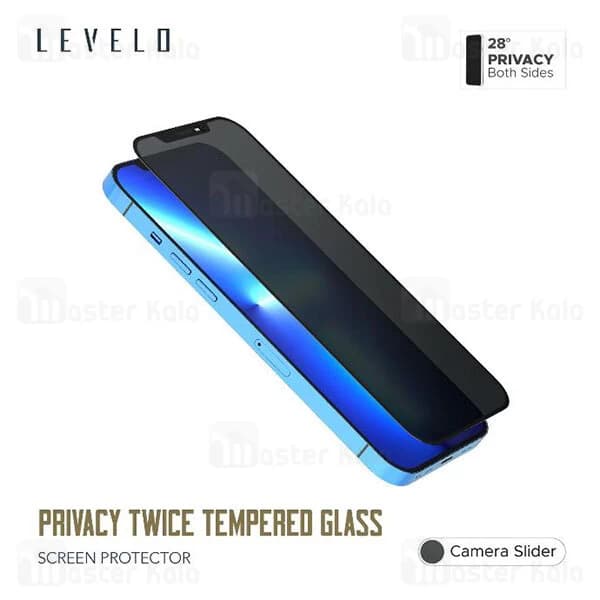 گلس حریم شخصی تمام صفحه تمام چسب آیفون لولو Apple iPhone 15 Plus Levelo Privacy — تصویر ۳