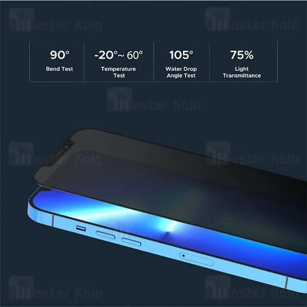 گلس حریم شخصی تمام صفحه تمام چسب آیفون لولو Apple iPhone 15 Plus Levelo Privacy — تصویر ۸
